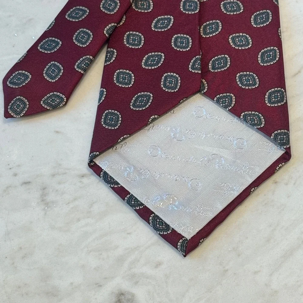 Oscar de la Renta Couture‎ Burgundy geometric Silk Tie Maison Blanche 58